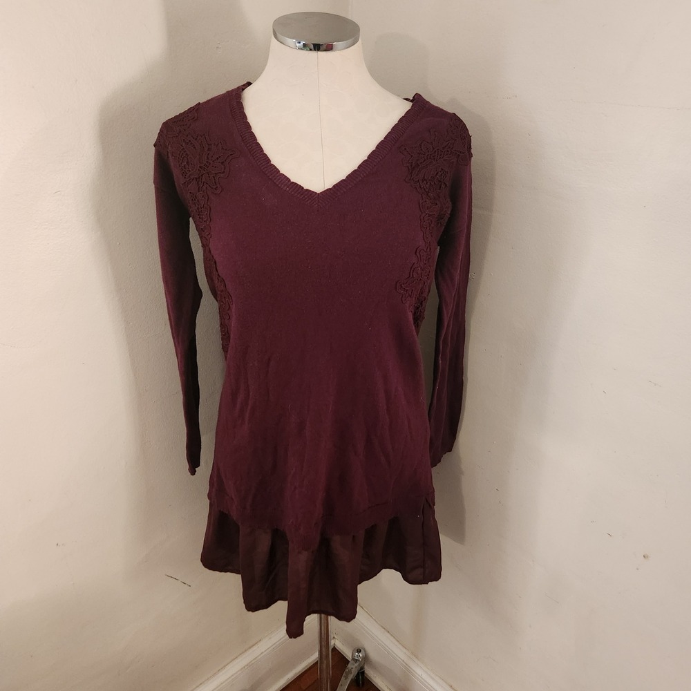 Lauren Conrad Dark Purple V Neck Dress Women's Size‎ XS